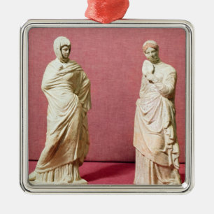 Two statues of standing women from Tanagra Metal Tree Decoration