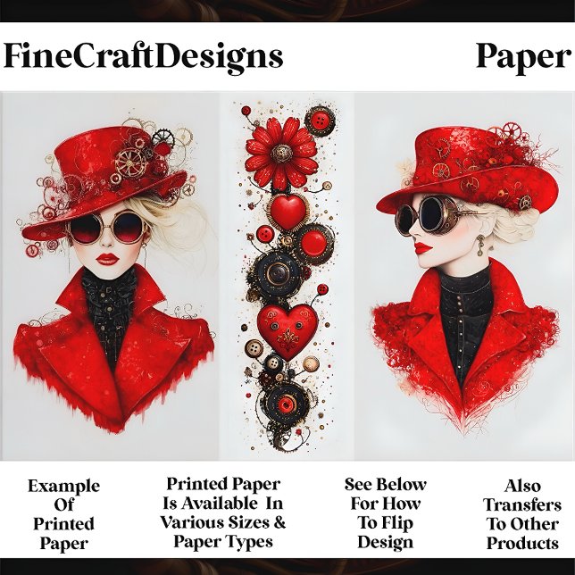 Two Steampunk Women In Red CH4 Scrapbook Paper (Creator Uploaded)