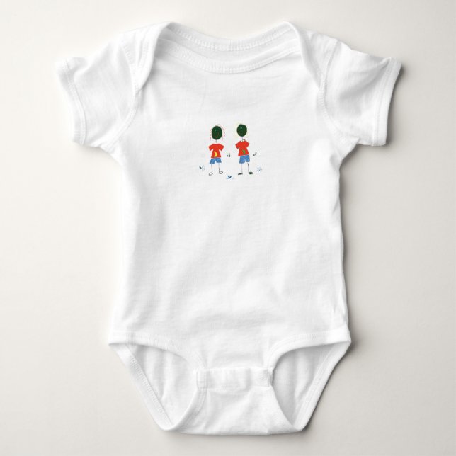 TWO STICK FIGURES. BABY BODYSUIT (Front)