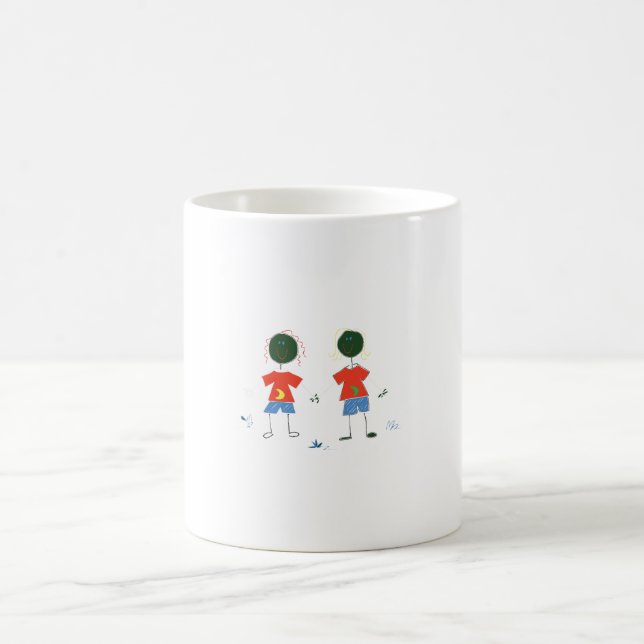 TWO STICK FIGURES. COFFEE MUG (Center)