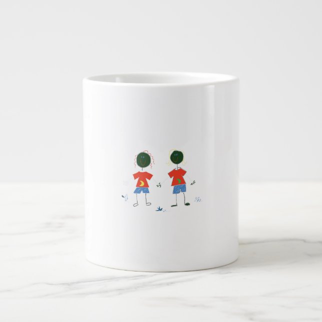 TWO STICK FIGURES. LARGE COFFEE MUG (Front)