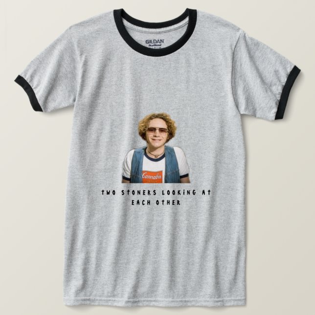 Two stoners looking at each other t-shirt  (Design Front)