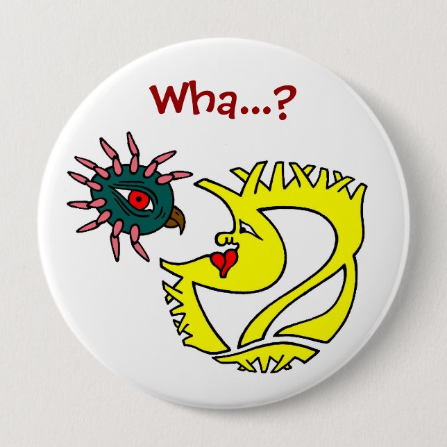 Two strange and curious creatures 10 cm round badge (Front)