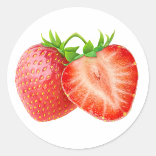 Two strawberries classic round sticker