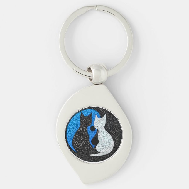 Two stylised cats key ring (Front)
