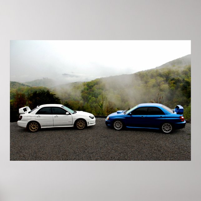 Two Subarus in the Smoky Mountains Poster (Front)