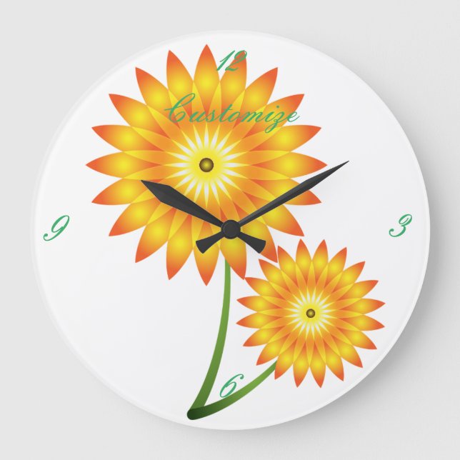 Two Sunflower Plant Thunder_Cove Large Clock (Front)