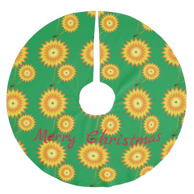 Two  Sunflower Plants Thunder_Cove   Brushed Polyester Tree Skirt (Front)