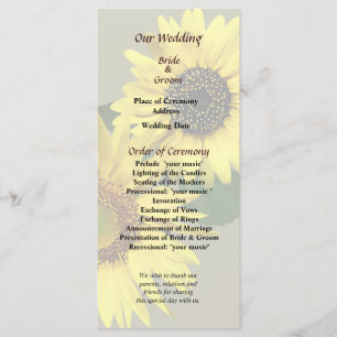 Two Sunflowers Same Yet Different Wedding Program Programme