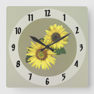 Two Sunflowers, The Same Yet Different Square Wall Clock