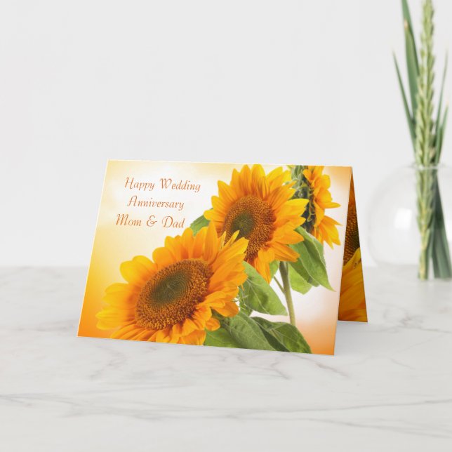 Two sunflowers Wedding Anniversary Mum & Dad Card (Front)