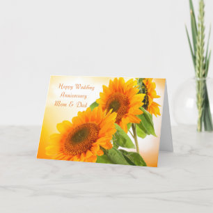 Two sunflowers Wedding Anniversary Mum & Dad Card