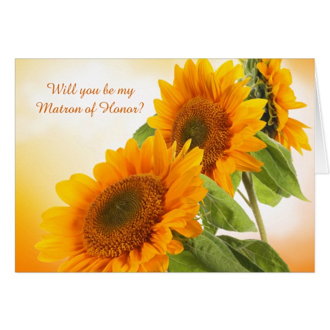 Two Sunflowers Wedding Maid of Honour Note Card (Front Horizontal)