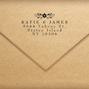 Two Surnames Rustic Couple Return Address Self-inking Stamp