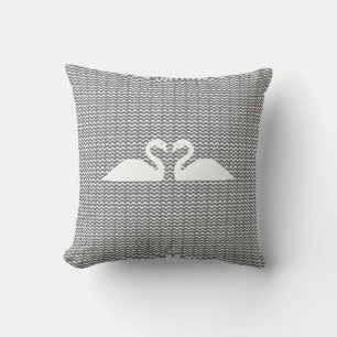 Two Swans and Wavy Pattern Cushion
