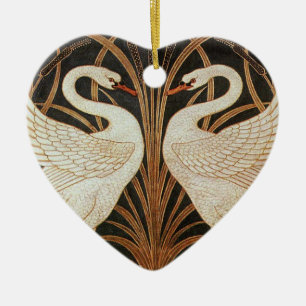 Two Swans by Walter Crane vintage illustration Ceramic Tree Decoration