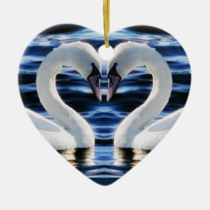 Two swans ceramic tree decoration