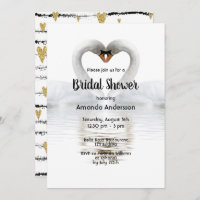 Two swans in love white bridal shower invitation