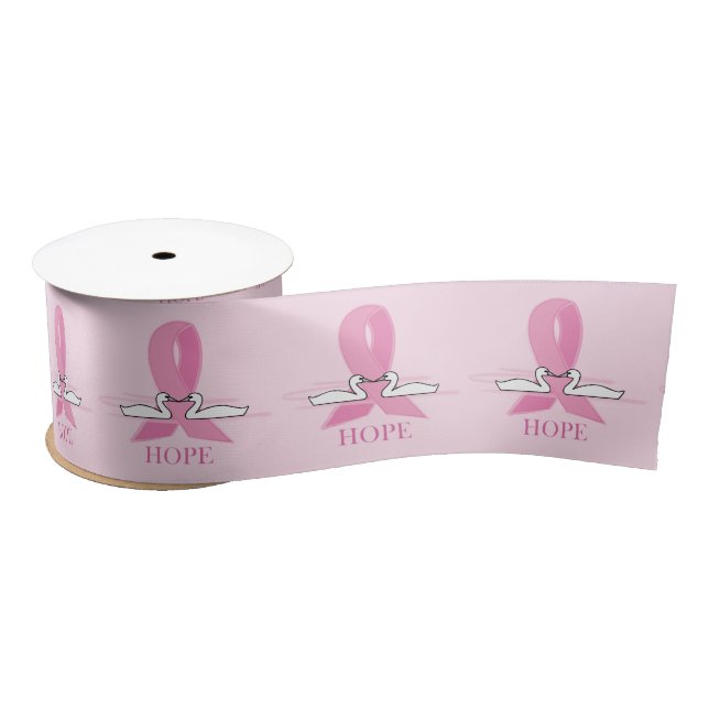 Two Swans of Hope: Breast Cancer Awareness 3 Inch Satin Ribbon (Spool)