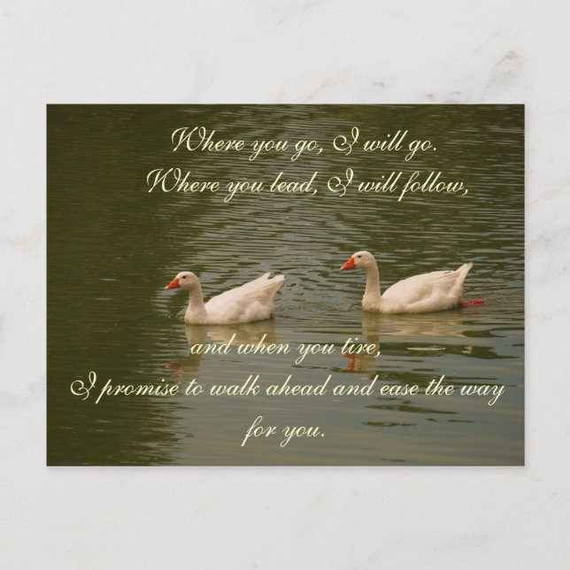 Two Swans on a Lake - Marriage Vows Postcard (Front)