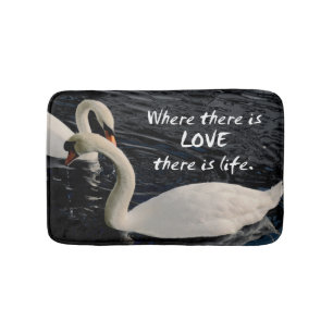 Two Swans on Lake Bath Mat