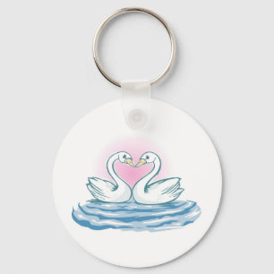 Two  Swans Swimming Key Ring