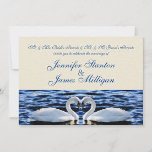 Two swans wedding invitation