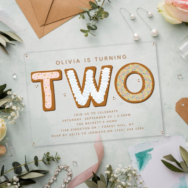 TWO Sweet 2nd Birthday Acrylic Invitations (Creator Uploaded)