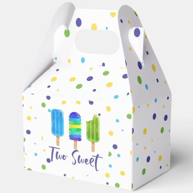 Two Sweet 2nd Birthday blue green Favour Box (Front)