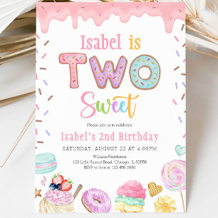 Two Sweet 2nd Birthday Invitation