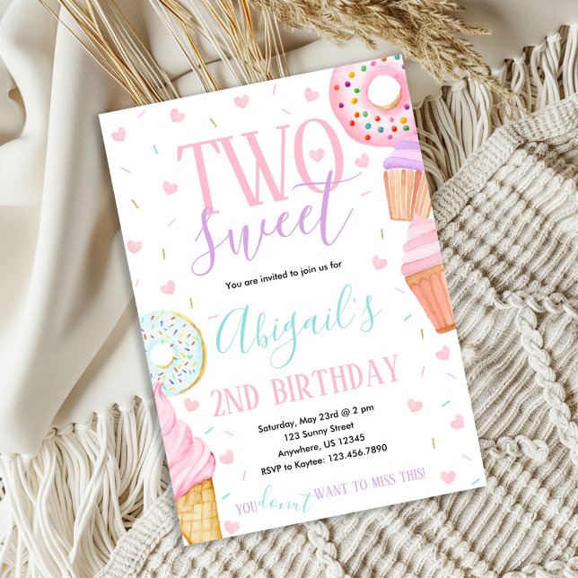 TWO Sweet 2nd Birthday Invitation (Creator Uploaded)