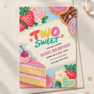 Two Sweet 2nd Birthday Invitation
