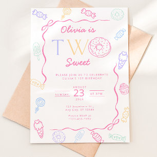 Two Sweet 2nd Birthday Invitation Candy Land