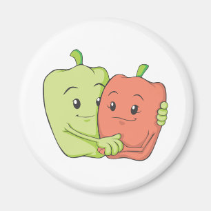 Two Sweet Bell Pepper Lovers Hugging Magnet