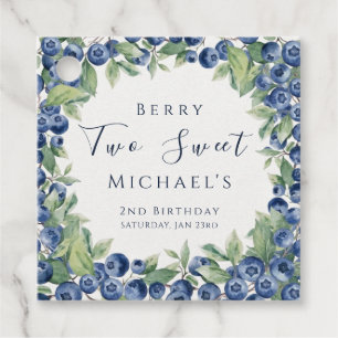 Two Sweet Berry Blueberry 2nd Birthday Boy Party Favour Tags