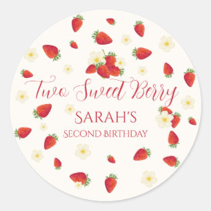 Two Sweet Berry Strawberry 2nd Birthday Classic Round Sticker