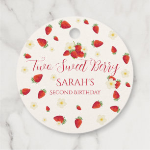 Two Sweet Berry Strawberry 2nd Birthday Favour Tags