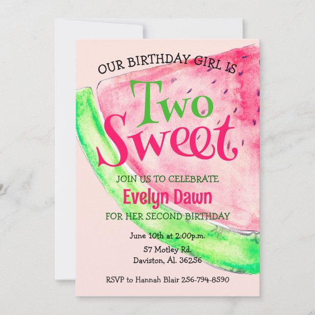 Two Sweet Birthday Invitation (Front)