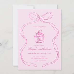 Two Sweet Birthday Invitation Pink Second Birthday