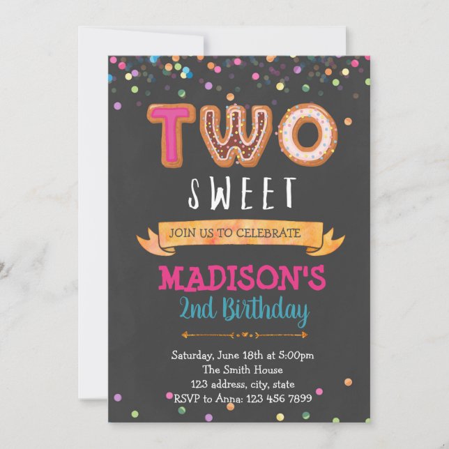 Two sweet birthday party invitation (Front)
