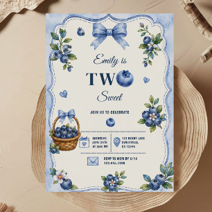 Two sweet blueberry boy 2nd birthday invitation