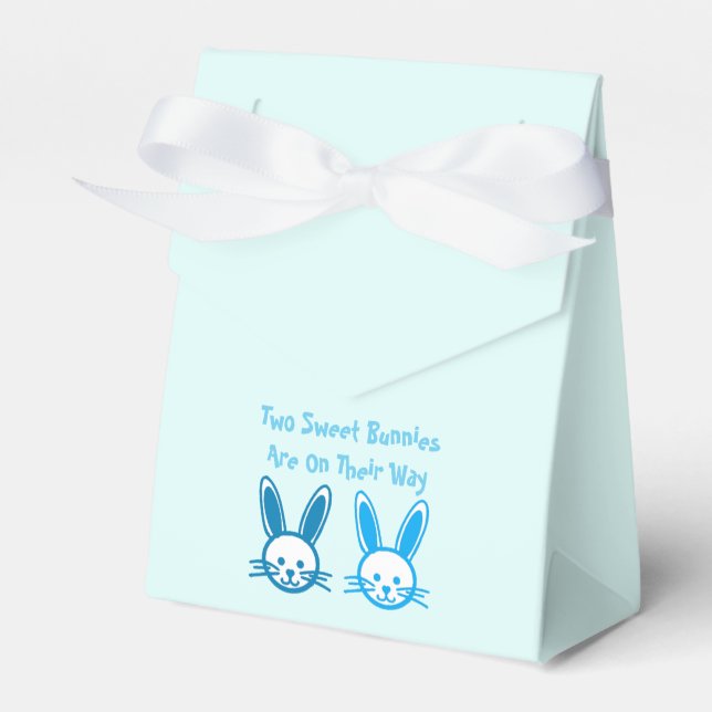 Two Sweet Bunnies Twin Boys Favour Box (Front Side)