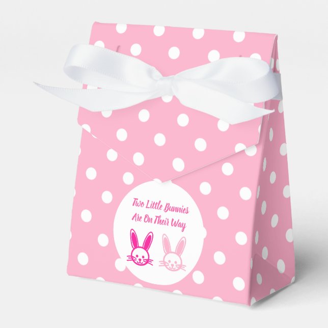 Two Sweet Bunnies Twin Girls Favour Box (Front Side)