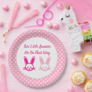 Two Sweet Bunnies Twin Girls Paper Plate