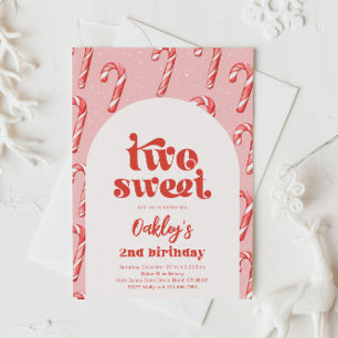 Two Sweet Candy Cane Birthday Invitation