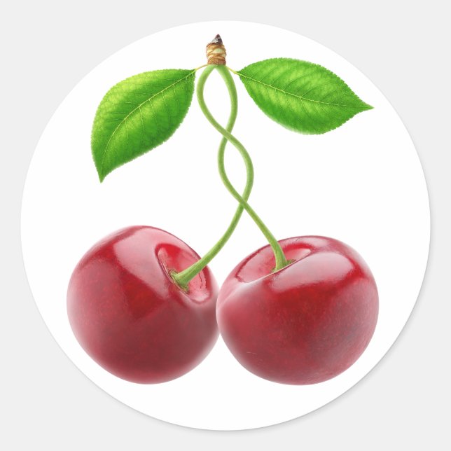 Two sweet cherries classic round sticker (Front)