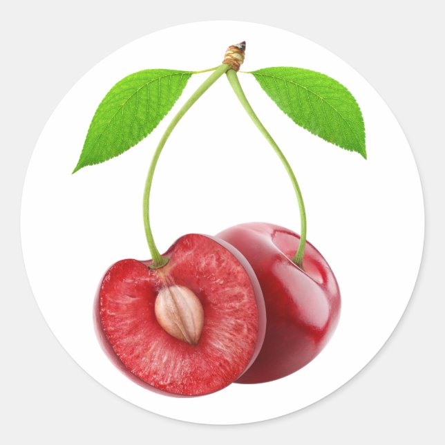 Two sweet cherries classic round sticker (Front)