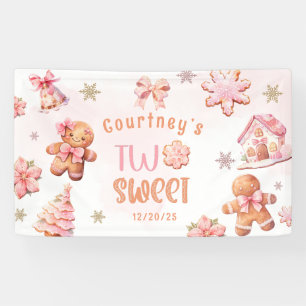 Two Sweet Christmas Cookie 2nd Birthday Banner