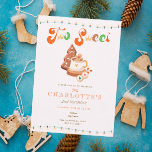 Two Sweet Christmas Cookie Cocoa Girl 2nd Birthday Invitation