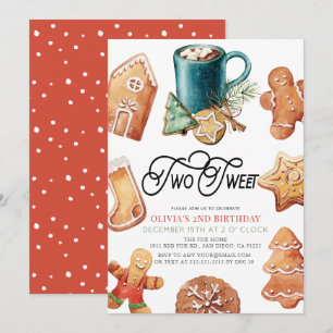 Two Sweet Christmas Cookies & Cocoa 2nd Birthday Invitation